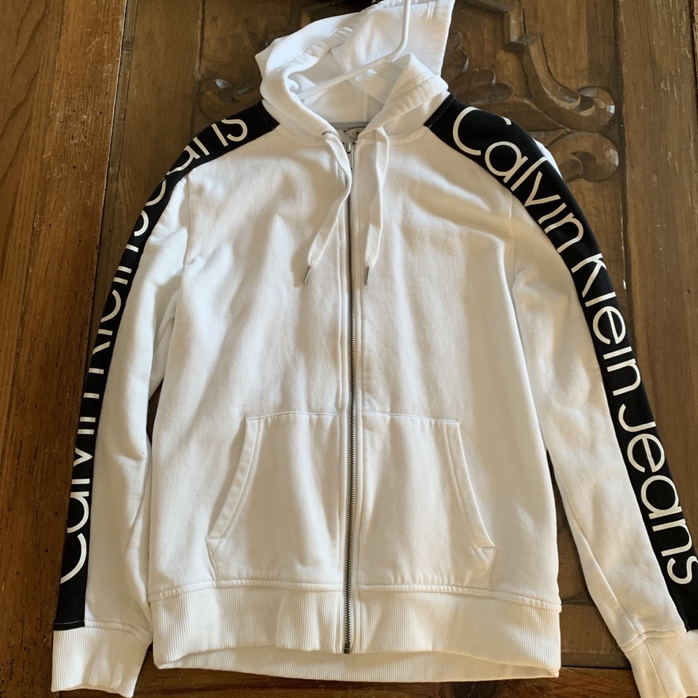 White Calvin Klein Jeans zip up hoodie